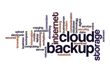 Cloud backup word cloud concept