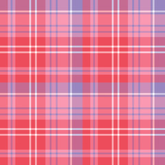 Seamless pattern in fascinating positive red, pink, lilac and white colors for plaid, fabric, textile, clothes, tablecloth and other things. Vector image.