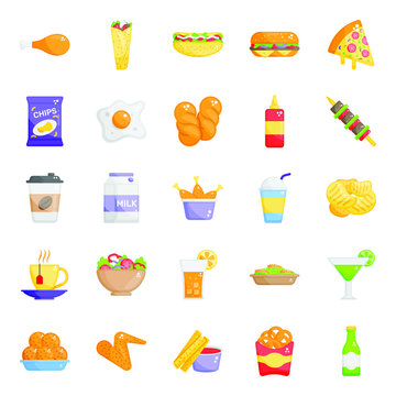 
Street Food Flat Icons Pack 
