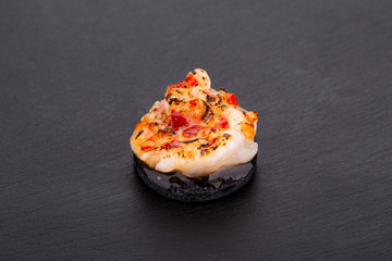 Fish and meat canapés for visiting catering, for holidays and ceremonies, for restaurant, menu