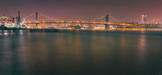Fototapeta premium suspension bridge NYC night lights