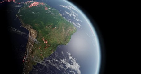 South American Amazon Forest Fires including 2019. Monthly data from March 2000 to February 2020. 3D animation rendering info graphics data analysis. Elements of this image furnished by NASA. - Powered by Adobe