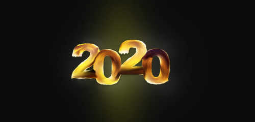 2020 brush typography new year background