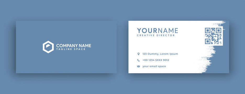 faded denim business card design template. flat simple and modern business card design with new popular 2020 color trend faded denim
