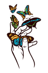 Hand and butterfly illustration