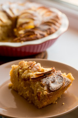 homemade apple pie. homemade apple charlotte. piece of apple pie