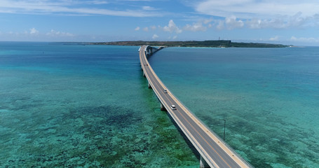 Fototapeta premium Aerial shot of irabu-ohashi bridge, miyakojima,okinawa, Japan