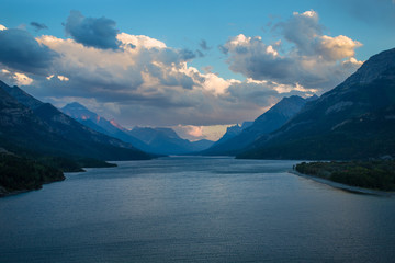 Upper Waterton Lake in Waterton Lakes National Park in Alberta Canada
