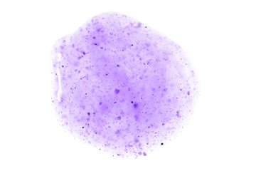Scrub sample swatch smear drop isolated on white. Peach peeling texture. Body face cosmetic violet...