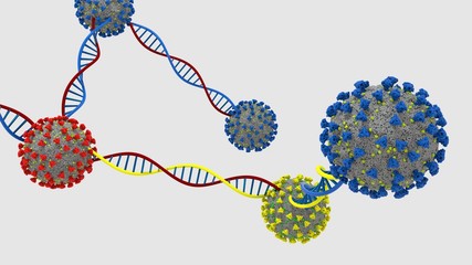 Coronavirus Mutation DNA Helix 3D Illustration