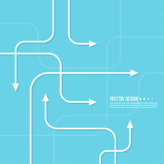 Vector abstract background with various curved direction arrows. The concept of the path of movement.