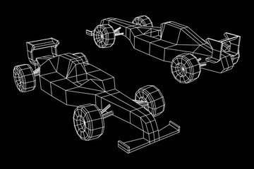Fast motor sport racing car speed concept. Wireframe low poly mesh vector illustration.