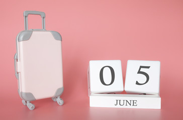 June 05, time for a summer holiday or travel, vacation calendar