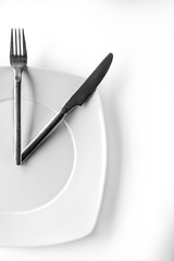 conceptual time to eat isolated on White