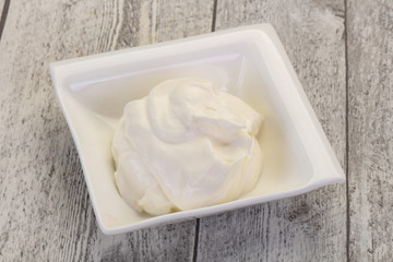 Sour cream in the bowl