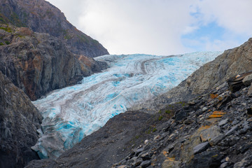 Exit Glacier in Kenai Fjords National Park in Sep. 2019 near Seward, Alaska AK, USA.