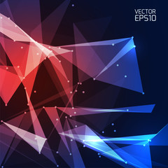 Obraz premium Abstract vector background. Futuristic style card. Elegant background for business presentations. Lines, point, planes in 3d space.