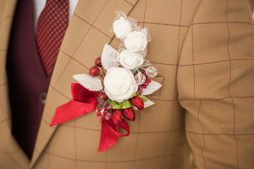 Groom in a jacket. The morning of the groom, bridegroom's fees.