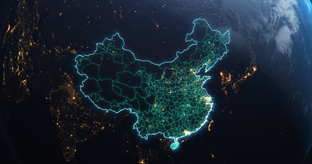 Planet Earth from Space People's Republic of China highlighted, elements of this image courtesy of NASA
