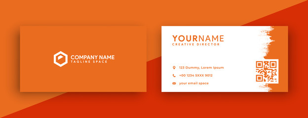 modern orange peel business card template. double sided business card with new 2020 trend color , orange peel