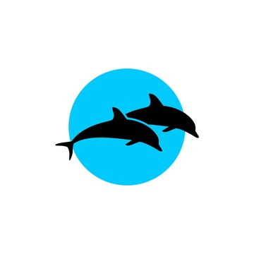 Dolphin icon silhouette isolated on a white background