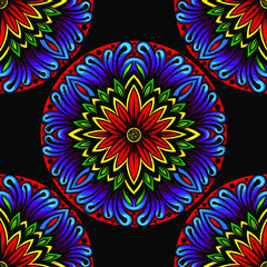 Vector Colorful Mandala Seamless Pattern