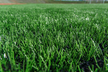 green artificial turf on the football field