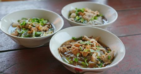 Thailand cuisine boat noodles in restaurant