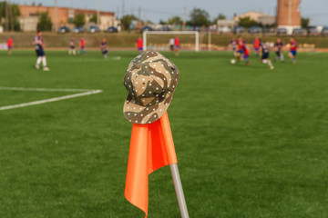 cap on the football field