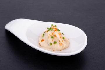 Fish and meat canapés for visiting catering, for holidays and ceremonies, for restaurant, menu
