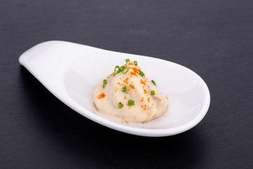 Fish and meat canapés for visiting catering, for holidays and ceremonies, for restaurant, menu
