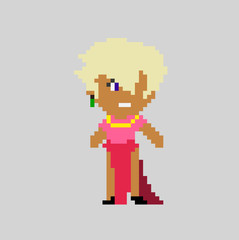 Woman pixel character in art style