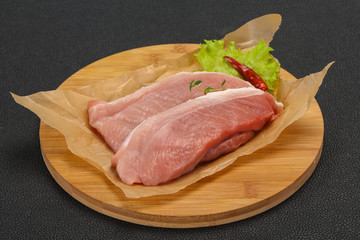 Juicy raw pork steak meat
