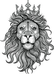 Vector Black and White Lion King Illustration © Julia