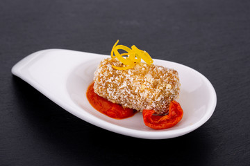 Fish and meat canapés for visiting catering, for holidays and ceremonies, for restaurant, menu