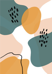 Abstract universal art Pastel colored with hand drawn figures