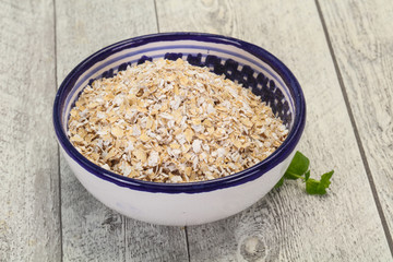 Raw oats in the bowl