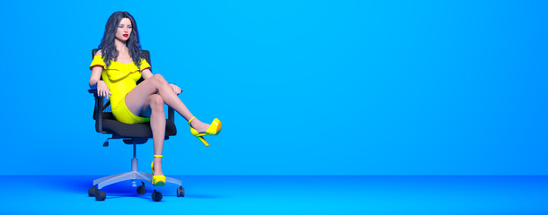 Woman sitting on office chair