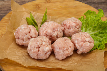 Homemade raw pork minced meatball for cooking