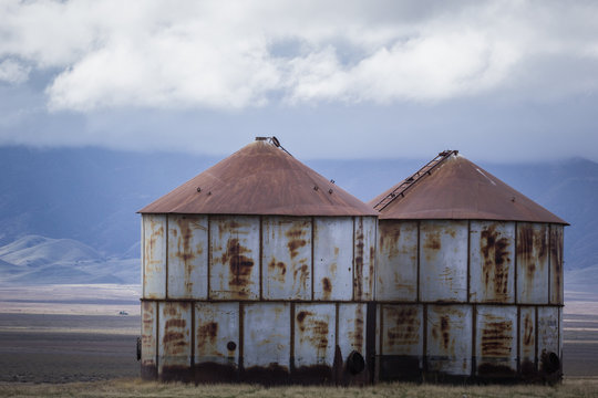 old silos in valley