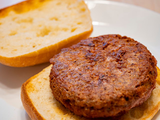 Close up shot of fried Beyond Burger