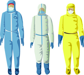group of midical workers in different protection clothes Coronavirus covid 19