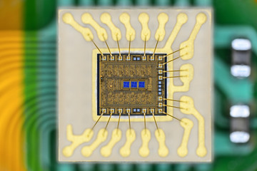 Extreme close up of silicon micro chip