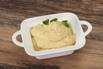 Hummus snack with olive oil
