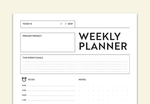 Black and White Planner Layout