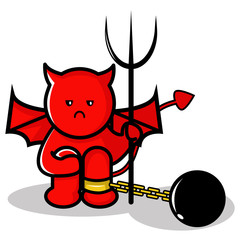Cute Red Satan or Devil Under Arrest