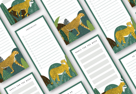 Planner Layouts with Animal Illustrations