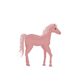 single illustration of a small foal of pink and beige color