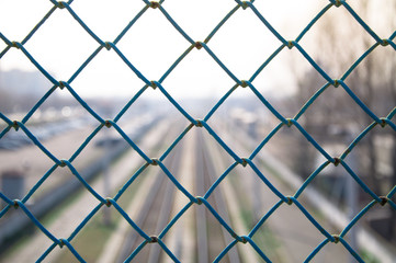 Fototapeta premium behind bars view outdoor freedom and .in custody quarantine