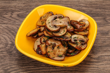 Roasted champignon with herbs and spices